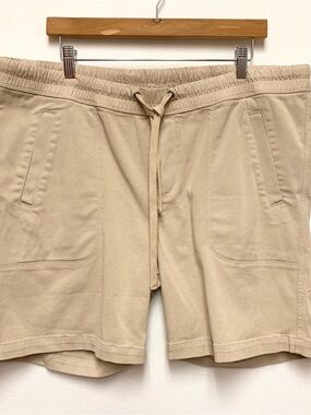 Dylan Cotton Twill Relaxed Utility Shorts Size XL Drawstring Pull On Khaki Beige